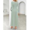 imageZESICA Womens Elegant Long Sleeve Maxi Dress 2025 Fall Crewneck Knit High Wasit Pleated Flowy A Line Party Long DressesGreen