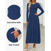 imageZESICA Womens Elegant Long Sleeve Maxi Dress 2025 Fall Crewneck Knit High Wasit Pleated Flowy A Line Party Long DressesNavy