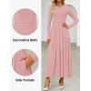 imageZESICA Womens Elegant Long Sleeve Maxi Dress 2025 Fall Crewneck Knit High Wasit Pleated Flowy A Line Party Long DressesPink