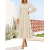 imageZESICA Womens Fall Boho Floral Midi Dress 2025 Casual Long Sleeve Crewneck Flowy Weeding Guest Long DressesApricot