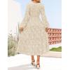 imageZESICA Womens Fall Boho Floral Midi Dress 2025 Casual Long Sleeve Crewneck Flowy Weeding Guest Long DressesApricot