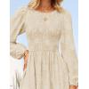 imageZESICA Womens Fall Boho Floral Midi Dress 2025 Casual Long Sleeve Crewneck Flowy Weeding Guest Long DressesApricot