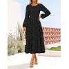 imageZESICA Womens Fall Boho Floral Midi Dress 2025 Casual Long Sleeve Crewneck Flowy Weeding Guest Long DressesBlack