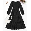 imageZESICA Womens Fall Boho Floral Midi Dress 2025 Casual Long Sleeve Crewneck Flowy Weeding Guest Long DressesBlack