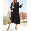 imageZESICA Womens Fall Boho Floral Midi Dress 2025 Casual Long Sleeve Crewneck Flowy Weeding Guest Long DressesBlack