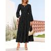 imageZESICA Womens Fall Boho Floral Midi Dress 2025 Casual Long Sleeve Crewneck Flowy Weeding Guest Long DressesBlack