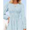 imageZESICA Womens Fall Boho Floral Midi Dress 2025 Casual Long Sleeve Crewneck Flowy Weeding Guest Long DressesBlue