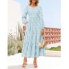 imageZESICA Womens Fall Boho Floral Midi Dress 2025 Casual Long Sleeve Crewneck Flowy Weeding Guest Long DressesBlue