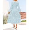 imageZESICA Womens Fall Boho Floral Midi Dress 2025 Casual Long Sleeve Crewneck Flowy Weeding Guest Long DressesBlue