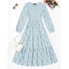 imageZESICA Womens Fall Boho Floral Midi Dress 2025 Casual Long Sleeve Crewneck Flowy Weeding Guest Long DressesBlue