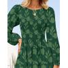 imageZESICA Womens Fall Boho Floral Midi Dress 2025 Casual Long Sleeve Crewneck Flowy Weeding Guest Long DressesDark Green