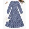 imageZESICA Womens Fall Boho Floral Midi Dress 2025 Casual Long Sleeve Crewneck Flowy Weeding Guest Long DressesDusty Blue