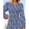 imageZESICA Womens Fall Boho Floral Midi Dress 2025 Casual Long Sleeve Crewneck Flowy Weeding Guest Long DressesDusty Blue