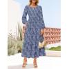 imageZESICA Womens Fall Boho Floral Midi Dress 2025 Casual Long Sleeve Crewneck Flowy Weeding Guest Long DressesDusty Blue