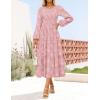 imageZESICA Womens Fall Boho Floral Midi Dress 2025 Casual Long Sleeve Crewneck Flowy Weeding Guest Long DressesPink