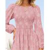imageZESICA Womens Fall Boho Floral Midi Dress 2025 Casual Long Sleeve Crewneck Flowy Weeding Guest Long DressesPink