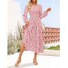 imageZESICA Womens Fall Boho Floral Midi Dress 2025 Casual Long Sleeve Crewneck Flowy Weeding Guest Long DressesPink