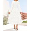 imageZESICA Womens Fall Boho Floral Midi Dress 2025 Casual Long Sleeve Crewneck Flowy Weeding Guest Long DressesWhite