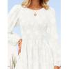 imageZESICA Womens Fall Boho Floral Midi Dress 2025 Casual Long Sleeve Crewneck Flowy Weeding Guest Long DressesWhite