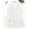 imageZESICA Womens Fall Boho Floral Midi Dress 2025 Casual Long Sleeve Crewneck Flowy Weeding Guest Long DressesWhite