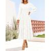 imageZESICA Womens Fall Boho Floral Midi Dress 2025 Casual Long Sleeve Crewneck Flowy Weeding Guest Long DressesWhite