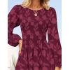 imageZESICA Womens Fall Boho Floral Midi Dress 2025 Casual Long Sleeve Crewneck Flowy Weeding Guest Long DressesWine