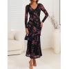 imageZESICA Womens Fall Floral Long Sleeve Maxi Dress 2025 Boho Bodycon V Neck Ruffle Wedding Party Long DressesBlack