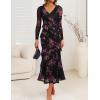 imageZESICA Womens Fall Floral Long Sleeve Maxi Dress 2025 Boho Bodycon V Neck Ruffle Wedding Party Long DressesBlack