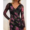 imageZESICA Womens Fall Floral Long Sleeve Maxi Dress 2025 Boho Bodycon V Neck Ruffle Wedding Party Long DressesBlack