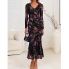 imageZESICA Womens Fall Floral Long Sleeve Maxi Dress 2025 Boho Bodycon V Neck Ruffle Wedding Party Long DressesBlack