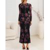 imageZESICA Womens Fall Floral Long Sleeve Maxi Dress 2025 Boho Bodycon V Neck Ruffle Wedding Party Long DressesBlack