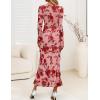 imageZESICA Womens Fall Floral Long Sleeve Maxi Dress 2025 Boho Bodycon V Neck Ruffle Wedding Party Long DressesDark Pink