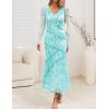 imageZESICA Womens Fall Floral Long Sleeve Maxi Dress 2025 Boho Bodycon V Neck Ruffle Wedding Party Long DressesLight Green