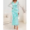 imageZESICA Womens Fall Floral Long Sleeve Maxi Dress 2025 Boho Bodycon V Neck Ruffle Wedding Party Long DressesLight Green