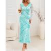 imageZESICA Womens Fall Floral Long Sleeve Maxi Dress 2025 Boho Bodycon V Neck Ruffle Wedding Party Long DressesLight Green