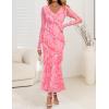 imageZESICA Womens Fall Floral Long Sleeve Maxi Dress 2025 Boho Bodycon V Neck Ruffle Wedding Party Long DressesPink