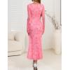 imageZESICA Womens Fall Floral Long Sleeve Maxi Dress 2025 Boho Bodycon V Neck Ruffle Wedding Party Long DressesPink
