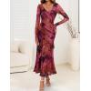 imageZESICA Womens Fall Floral Long Sleeve Maxi Dress 2025 Boho Bodycon V Neck Ruffle Wedding Party Long DressesPurple