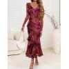 imageZESICA Womens Fall Floral Long Sleeve Maxi Dress 2025 Boho Bodycon V Neck Ruffle Wedding Party Long DressesPurple