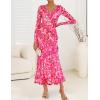 imageZESICA Womens Fall Floral Long Sleeve Maxi Dress 2025 Boho Bodycon V Neck Ruffle Wedding Party Long DressesRose