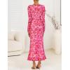 imageZESICA Womens Fall Floral Long Sleeve Maxi Dress 2025 Boho Bodycon V Neck Ruffle Wedding Party Long DressesRose