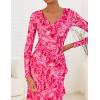 imageZESICA Womens Fall Floral Long Sleeve Maxi Dress 2025 Boho Bodycon V Neck Ruffle Wedding Party Long DressesRose