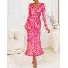 imageZESICA Womens Fall Floral Long Sleeve Maxi Dress 2025 Boho Bodycon V Neck Ruffle Wedding Party Long DressesRose