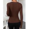 imageZESICA Womens Fall Long Sleeve Tops 2025 Casual Crewneck Ruched Shirts Slim Fit Going Out Y2K BlousesBrown