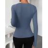 imageZESICA Womens Fall Long Sleeve Tops 2025 Casual Crewneck Ruched Shirts Slim Fit Going Out Y2K BlousesDusty Blue
