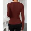 imageZESICA Womens Fall Long Sleeve Tops 2025 Casual Crewneck Ruched Shirts Slim Fit Going Out Y2K BlousesRust