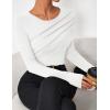 imageZESICA Womens Fall Long Sleeve Tops 2025 Casual Crewneck Ruched Shirts Slim Fit Going Out Y2K BlousesWhite
