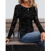 imageZESICA Womens Floral Long Sleeve Shirts 2025 Fall Boat Neck Ruched Tops Slim Fitted Asymmetrical Going Out BlousesBlack