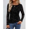 imageZESICA Womens Floral Long Sleeve Shirts 2025 Fall Boat Neck Ruched Tops Slim Fitted Asymmetrical Going Out BlousesBlack