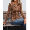 imageZESICA Womens Floral Long Sleeve Shirts 2025 Fall Boat Neck Ruched Tops Slim Fitted Asymmetrical Going Out BlousesKhaki
